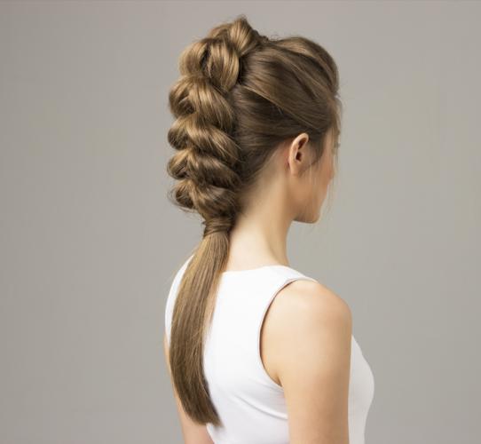 French braid style bubble updo