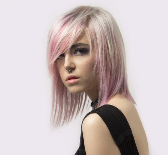 Smokey pink hair color