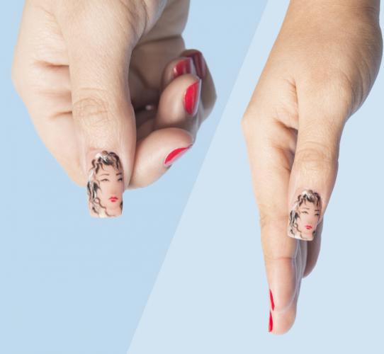 Nail art with a face design