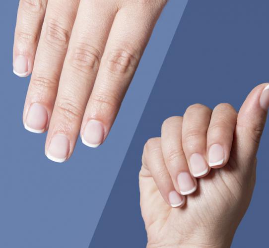 French manicure with semi-permanent nail varnish